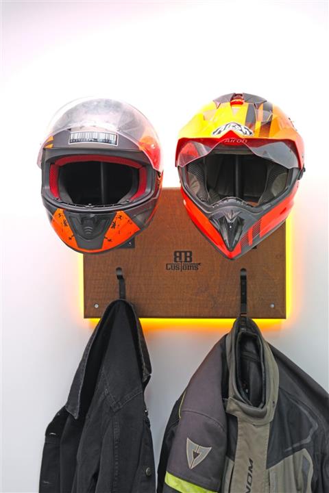 bb customs Led Aydınlatmalı Ikili Kask Askılığı