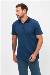 TRENDYOL MAN Lacivert Erkek Slim Fit Kısa Kollu Baskılı Polo Yaka T-shirt TMNSS21PO0235