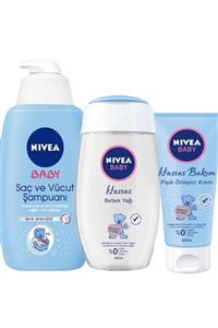 Nivea Baby 3'lü Avantaj Bebek Bakım Seti Şampuan500ml + Yağ 200ml + Pişik Kremi 100ml