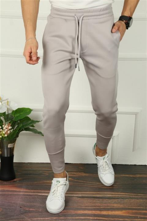 çerme Erkek Gri Scuba Kumaş Slimfit Jogger Outdoor Eşofman Altı