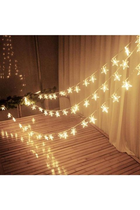 ORİJİNALDÜKKAN Fişli Led Işıklı Dize Yıldız Dizeleri 8 Animasyonlu Aydınlatma Eklemeli 5 Metre