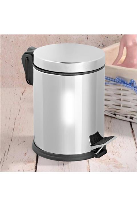 Porsima 402 Metal 3 Litre Pedallı Çöp Kovası Inox