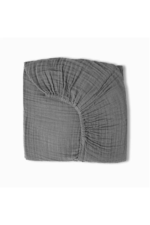 BİRLİK1952 4 Kat Multi Müslin Pamuklu Lastikli Çarşaf Antrasit 70x140 Cm