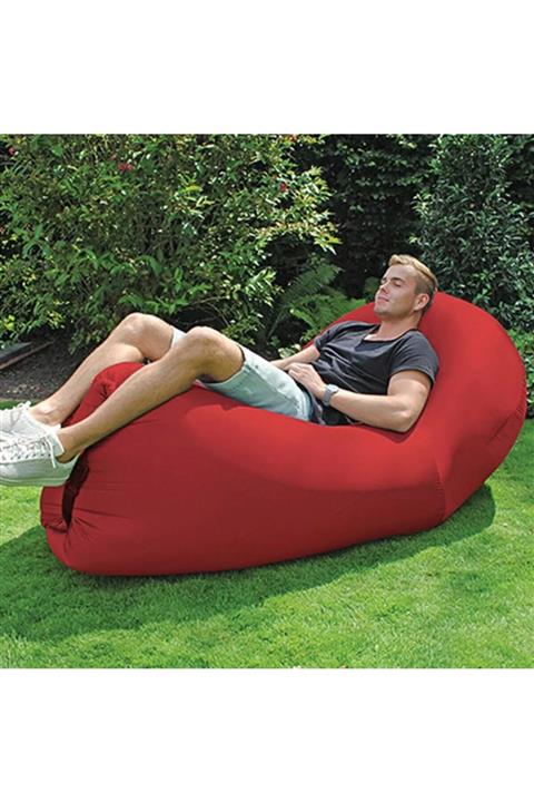 Ankaflex Lüx Şişme Şezlong Tek Kişilik Yatak Hava Ile Şişen Kamp Yatağı Katlanır Bahçe Deniz Plaj Yatağı