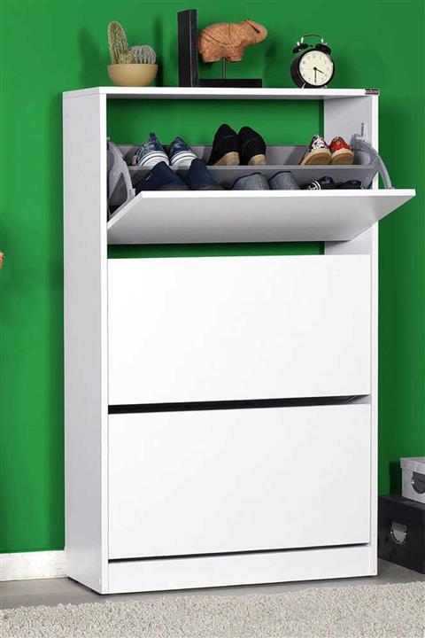 AYÇE 3'lü Ahşap Ayakkabı Dolabı