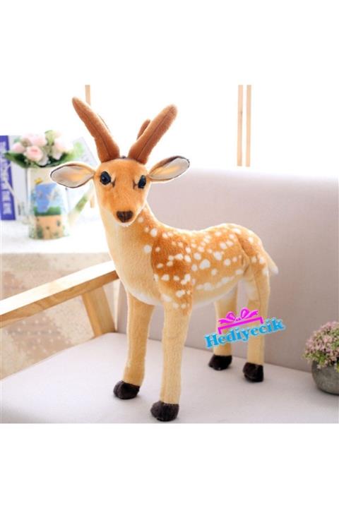 Vardem Sevimli Gerçek Görünümlü Peluş Geyik 45 Cm