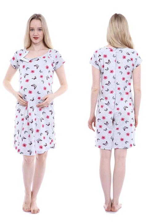 Luvmabelly Kadın Gri Doğum Sonrası Hastane Geceliği