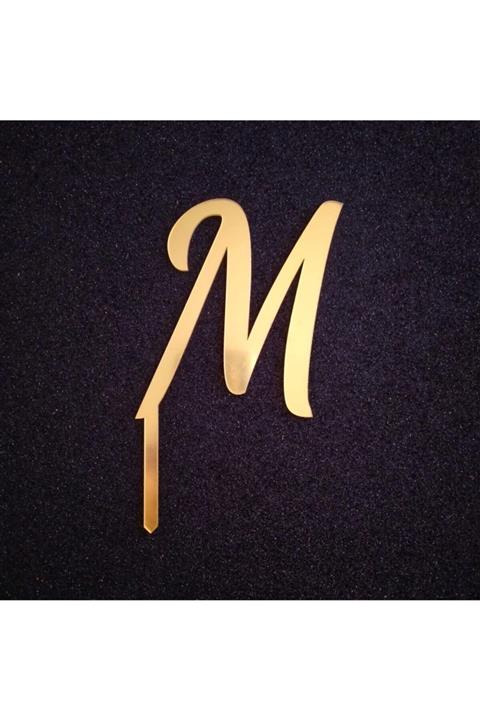 Pozitif Deco M Harf Pleksi Doğum Günü Pasta Süsü