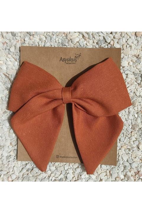 Asyakuscollection Kadın Kiremit Rengi Fiyonk Otomatik Toka