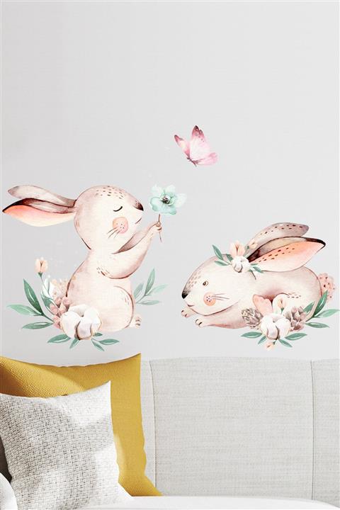 Kt Grup Tavşan Arkadaşlar Sulu Boya Duvar Sticker