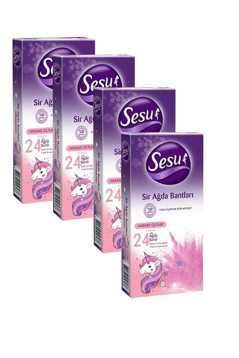Sesu 24'lü Hassas Cilt Ağda Bandı X4 Adet