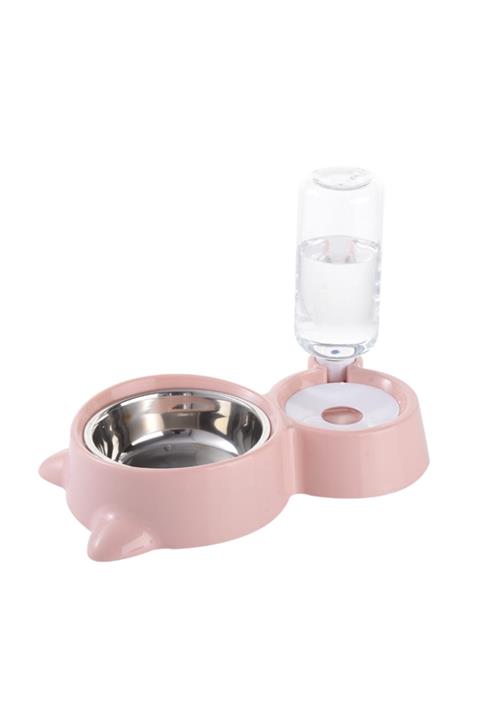 onxblue Mikopet Kulaklı Mama Su Kabı-pembe