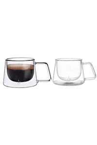 cuppin Çift Cidarlı Cam Double Wall Kulplu Çay & Kahve Bardağı 2'li Set