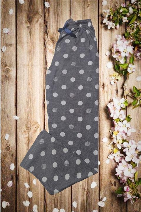 Usds Butik Gri Puantiyeli Kadın Penye Pijama Altı