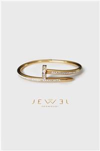 Jewel Çivi Model Taşlı Gold Altın Kaplama Bileklik