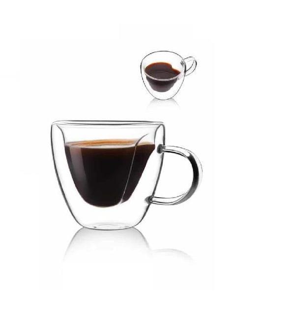 Perotti Çift Cidarlı 2 Li Cam Kahve Fincanı 2 Kişilik Çift Cam Kulplu Fincan 12465