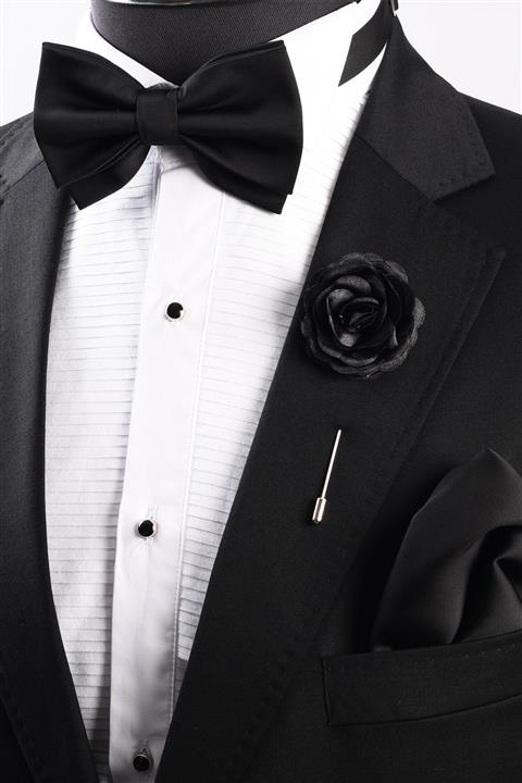 Esgue Desenli Papyon Mendil Seti Siyah