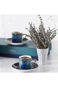 Karaca Peacock 4 Kişilik Tavuskuşlu Kahve Fincanı Takımı 90 ml