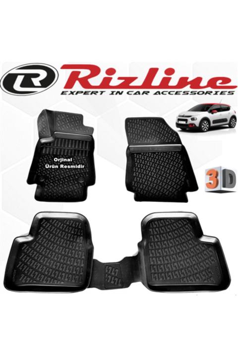 Rizline Citroen C3 3d Paspas Havuzlu Hb 2016 - 2020 Arası Siyah 4 Parça Set