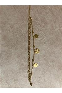 Reis Jewelry Accessory Iki Zincirli Gold Yonca Bileklik