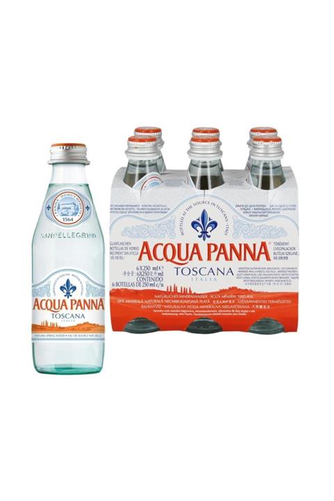 San Pellegrino 6 Adet Cam Şişe Aqua Panna Toscana Doğal Kaynak Suyu 250 ml