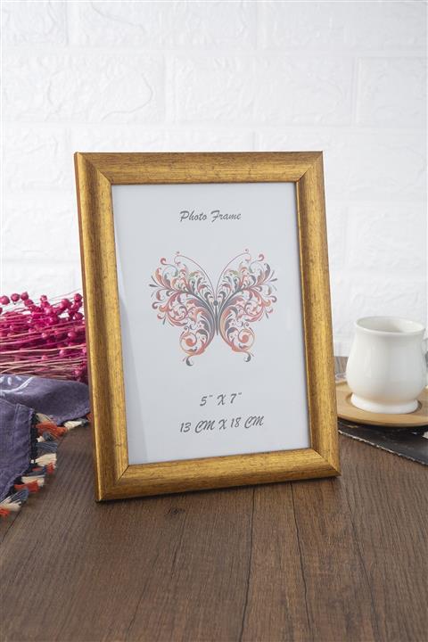Seniste Dekoratif Resim Çerçevesi Tekli-13x18 Gold Ayarlanabilir Ayaklı - Duvara Asılabilir