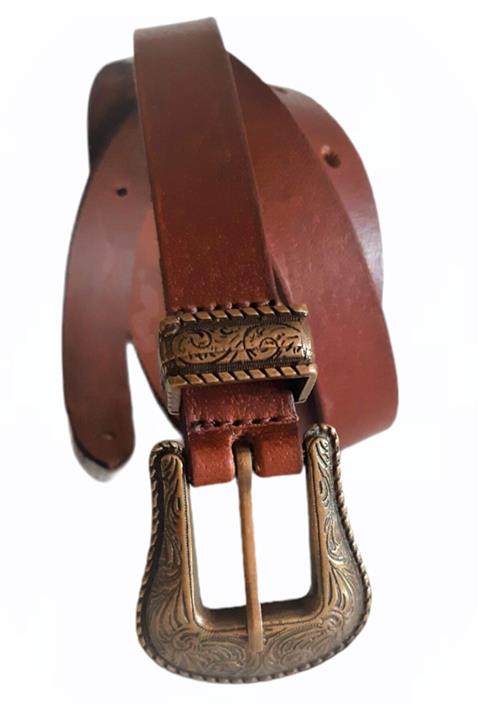 THEOS Kahve 2 cm Hakiki Deri Kemer