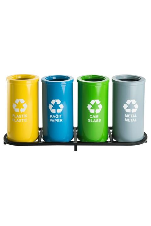 TOROSİNOX Tm-1009a Sıfır Atık Kutusu - Geri Dönüşüm Çöp Kutusu 4'lü Geri Dönüşüm Ünitesi - Sıfır Atık Ünitesi