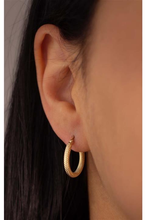 YAVUZ KUYUMCULUK Kadın Sarı 14 Ayar Altın Kalemli Halka Küpe