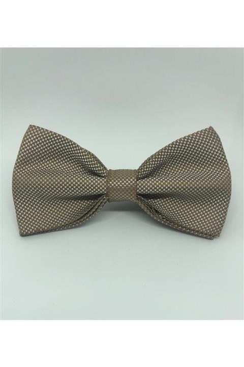 CRWAT ® Erkek Vizon Rengi Mendilli Kuşgözü Kumaş Papyon