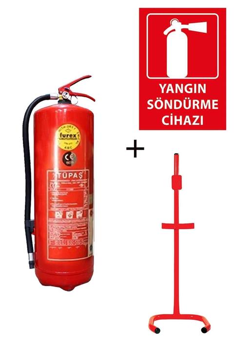 Tüpaş 6 kg Yangın Tüpü Yangın Tüpü Levhası Ve C Tipi Sehpa 3lü Set