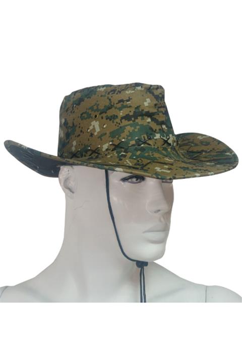 e life tasarım Hs-11081 Kovboy Şapka Yeşil-dijital Kamuflaj