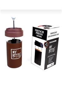 ALCODESIGN French Press Deri Kılıflı Mug 450ml Bordo