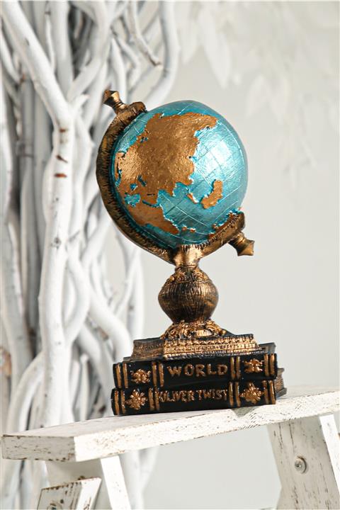 Ella's Design Studio Dekoratif Dünya Metalik Turkuaz Biblo