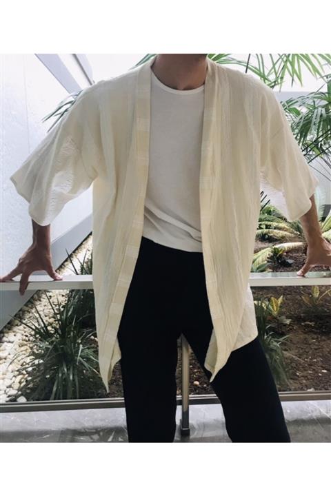 Pinart Ipek-pamuk Dokuma Kumaştan Dikilmiş El Yapımı Erkek Kimono Tkkp0010