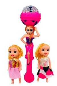 Hyd Pembe Müzikli Sesli Frozen Asa Disko Topu Işıklı Mini Bebek Set