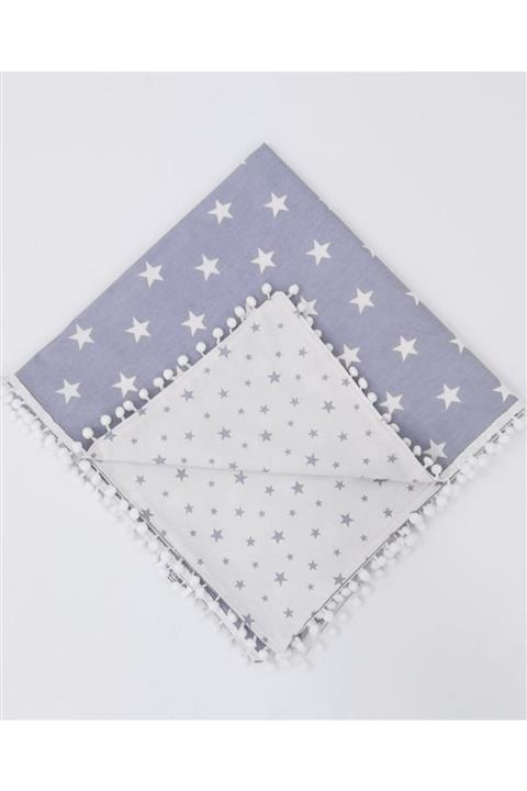 mordesign Bebek Pikesi Yıldız Model, Kenarları Ponponlu, Gri Renk