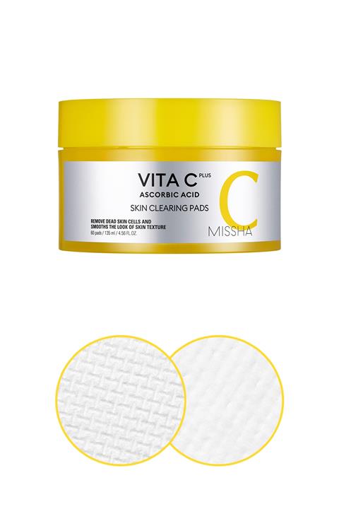 Missha C Vitamini İçerikli Leke Karşıtı Temizleme Pedi (60Adet) Vita C Plus Skin Clearing Pads Double Set