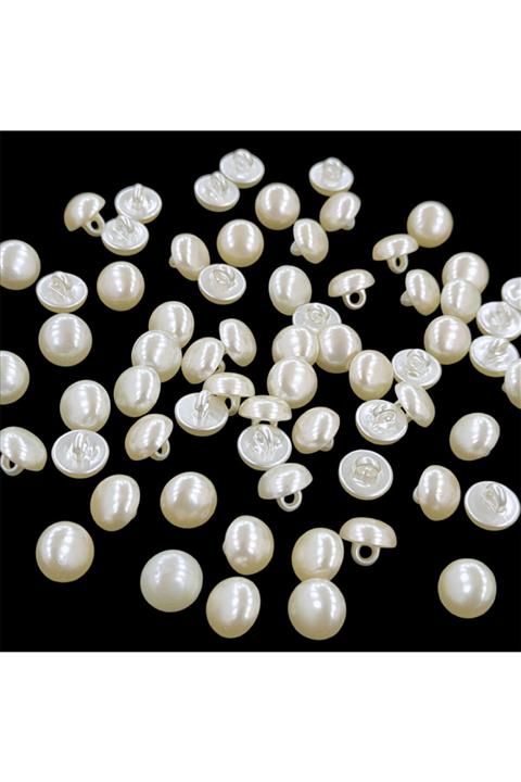 hobimon Ithal Yarım Inci Düğme 12 Mm - Sedefli Krem Inci Düğme (100 Adet)