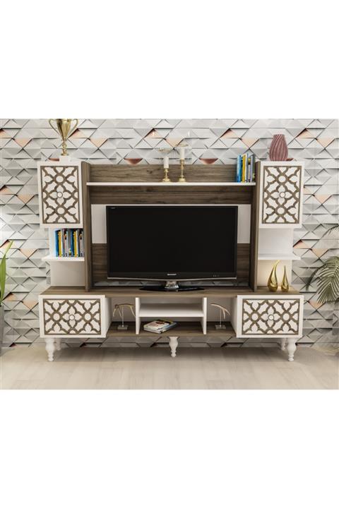 cantek Aleyna Tv Ünitesi Beyaz-ceviz