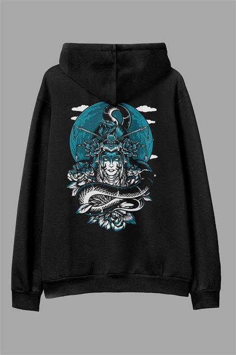 AyveGa Geisha Siyah Oversize Kapüşonlu Sweatshirt