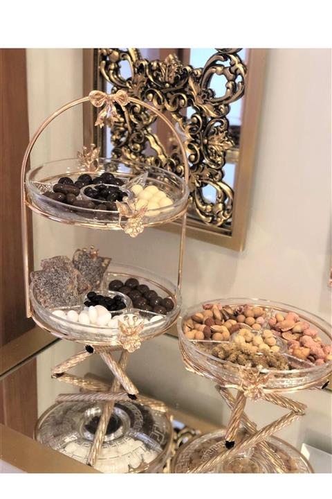 CAŞ DEKORASYON Bölmeli Cam Servis Sunum Seti