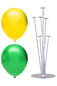 INFINITY 100’lü Metalik Balon Ve 7 Çubuklu Balon Standı Seti, 2 Renk X 50, Sarı, Yeşil