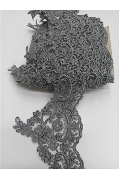 Hayalperest boncuk Gri Fransız Güpür Dantel