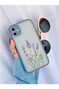 mooodcase Iphone 12 Uyumlu Füme Kamera Lens Korumalı Lavander Desenli Lüx Telefon Kılıfı