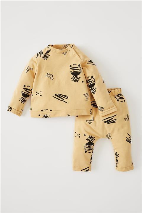 DeFacto Erkek Bebek Regular Fit Desenli Içi Yumuşak Tüylü Isı Yalıtımlı Warmtech 2'li Takım