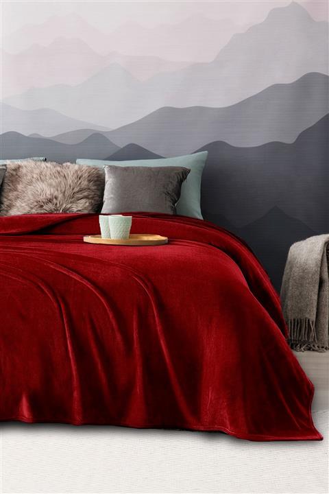 Mislina Deluxe Bordo Çift Kişilik Wellsoft Peluş Battaniye 200x220