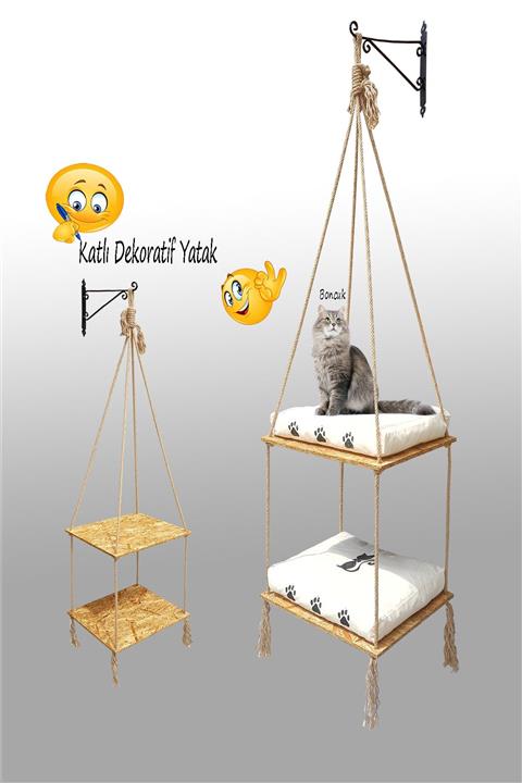 Kedi Kulübesi Kedi Yatağı - Katlı Dekoratif Yatak - Salıncak Askı Yatak Kedi Yuvası