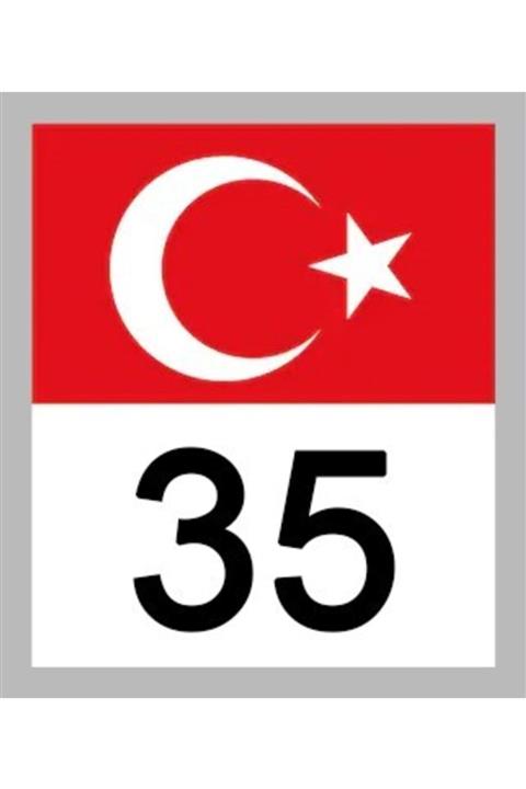 Apex 35 Izmir Türk Bayrağı Ve Plaka Kodu Ön Cam Sticker Yapıştırma