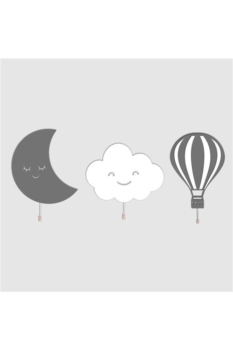 woodcas Çocuk Odası Dekoratif Aydede, Balon Ve Bulut Gece Lambası Seti 7. Led Aydınlatma